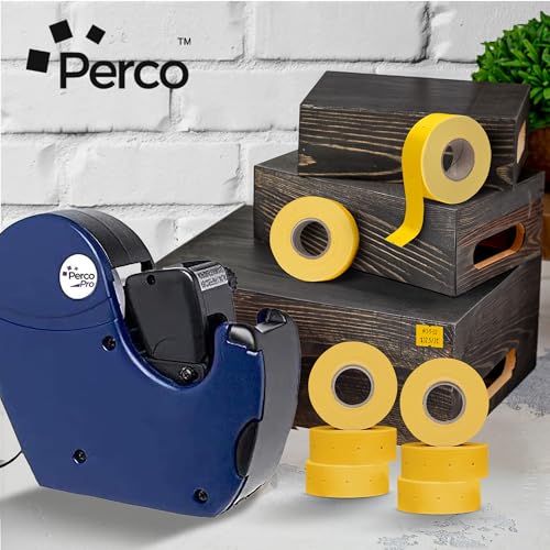 Perco 2 Line Yellow Labels - 6,000 Blank Price and Date Gun Labels for Perco 2 Line Price and Date Guns - 8 Rolls, 1 Sleeve - Made in USA - color: Yellow, size: 1 Sleeve