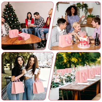 Ronvir 25pcs Small Pink Gift Bags with Handles,Party Favor Gift Bags - color: Pink