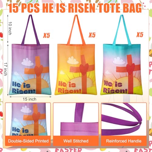 Hosuly 15 Pcs Fourth of July Tote Bags Patriotic 15x17 with Handle - style: Easter