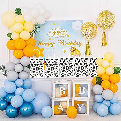 YYaaloa 30pcs Small Gift Bags with Handle Bulk 8.26 x 5.9 x 3.15 inch Cow Print White Party Favor Paper Shopping Bags for Kids Birthday Xmas Party Supplies (Small 30pcs)
