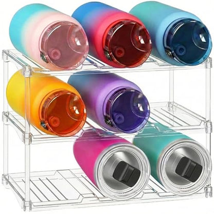 Lifewit Stackable Water Bottle Organizer, Clear Tumbler Holder for Cabinet - size: 3 Tier-9 Bottle
