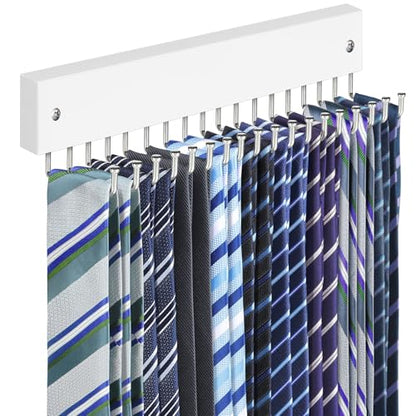 Tie Rack Belt Hanger Wall Mounted Tie Organizer White 1 Pack - color: White