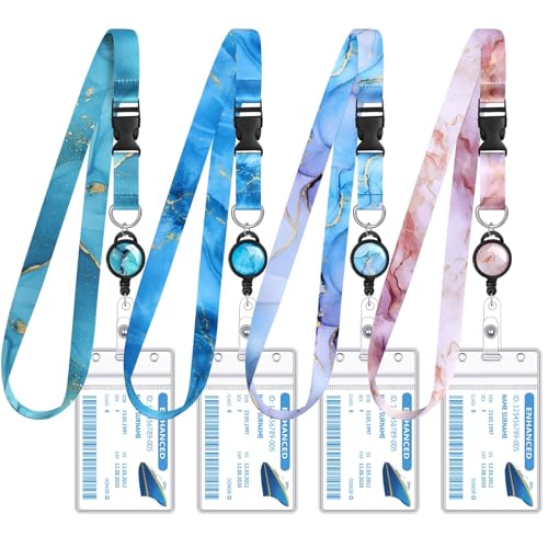 4 Pack Cruise Lanyard for Ship Cards, Cruise Essentials 2026, Blue Marble - color: Blue Marble