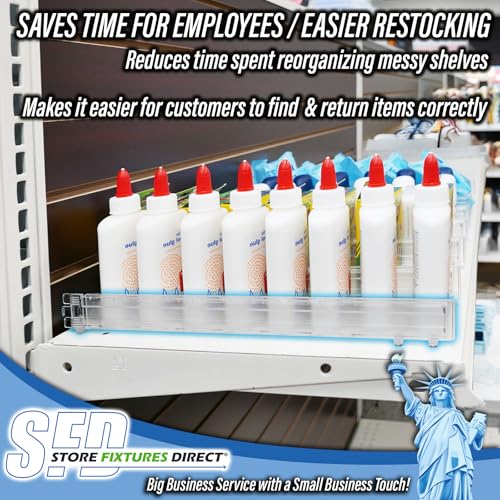 Adjustable Gondola Shelf Dividers - Retracting Item Organizer for Shelves 14" to 22" D - 50 Pack - size: 50 Pack, style: Fits Shelves: 14" to 22" Deep