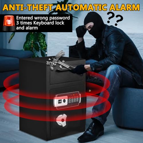 KAER 2.8 Cuft Drop Safe for Small Business Heavy Duty Steel Money Safe with Drop Slot for Cash,Slips,Documents,Depository Cash Safe with Fireproof Bag,Anti-Theft Cash Drop Box for Home/Retail/Office - size: 2.8 Cuft