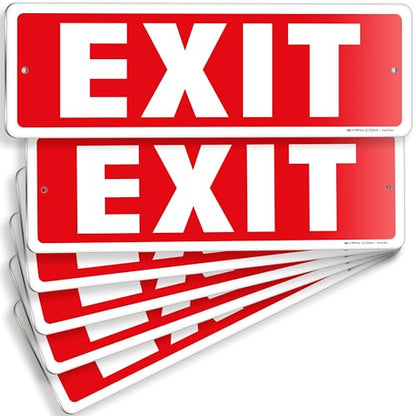 iSYFIX Exit Sign, 12x4 Inch, 6 Pack - color: Metal, size: 6 Pk 12x4