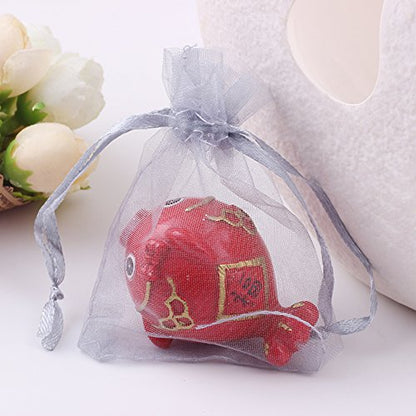 Wudygirl 100 PCS Organza Bags 3.9"x4.7" Gift Bags with Drawstring Gray - color: Gray, size: 3.9x4.7 IN