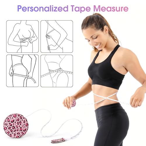 Retractable Mini Leather Tape Measure, Auto Retract Leopard Print - color: Leopard Print