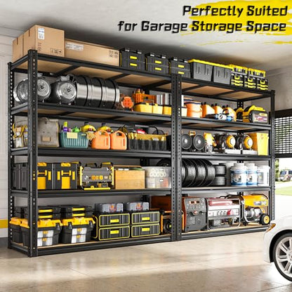 ROOMFAVE 48" W Garage Shelving Heavy Duty 2800LBS,5 Tier, Black, Industrial - size: 72" H x 48" W x 18" D