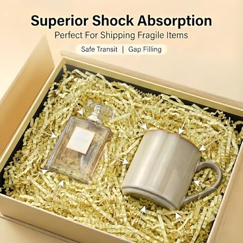 STRBOXONG Light Yellow Crinkle Paper Filler 1 LB, Recyclable Crinkle Cut Paper Shred for Easter Baskets, Spring Gift Boxes, Baby Shower Favors, Party Supplies, DIY Crafts and Gift Packaging - color: Light Yellow