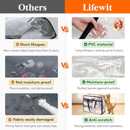 Lifewit 60L Clear Clothes Storage Bags,Plastic Foldable Blanket Storage Bag - size: 60L