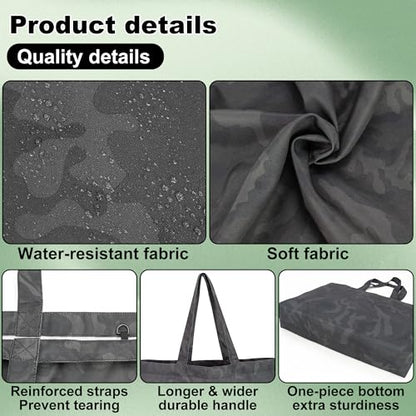 HOLYLUCK Tote Bag with a Detachable Small Bag, Foldable Reusable Grocery Bags 20L Shopping Bag - color: Black Camo