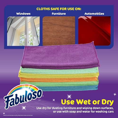 Fabuloso Microfiber Cleaning Cloths, Rainbow, 13x13 in, 12 Count - color: Rainbow, size: 12 Count (Pack of 1)
