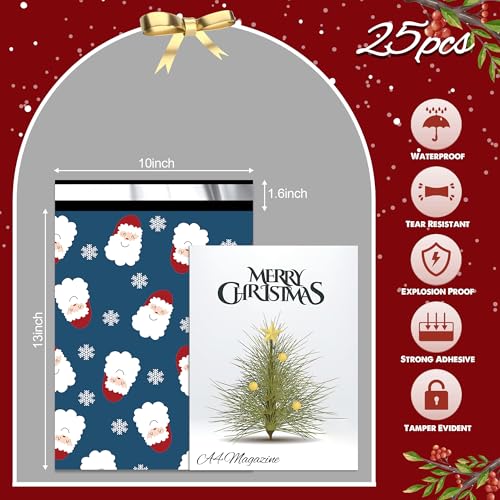 Christmas Poly Mailer 10x13 Inch 25 Pcs, Santa Claus and Snowflakes - color: Santa Claus and Snowflakes, size: 10x13 Inch 25Pcs