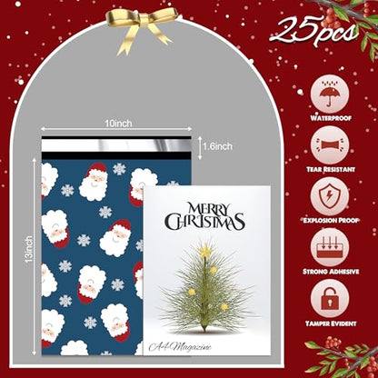 Christmas Poly Mailer 10x13 Inch 25 Pcs, Santa Claus and Snowflakes - color: Santa Claus and Snowflakes, size: 10x13 Inch 25Pcs