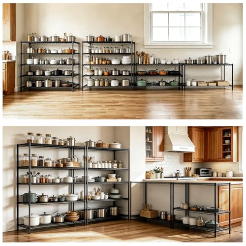 5 Tier Wire Shelving 3 Pack | 55”W Storage Shelves Heavy Duty | Rolling Wire Rack with Wheels | 3250 LBS Metal Shelving | Garage Shelving Units and Storage | Adjustable Layer Height | 55”W×18”D×73”H - size: 3pcs