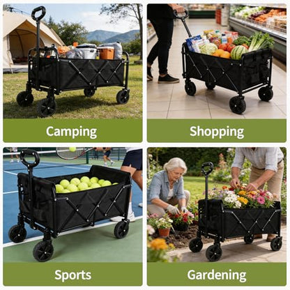 Foldable Wagon Cart, Utility Wagon with All Terrain Wheels