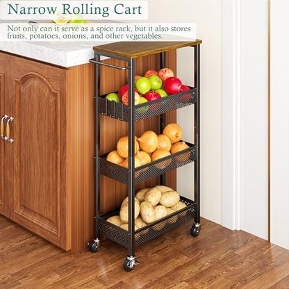 XYZLVSI Slim Rolling Storage Cart, 4 Tier Small Bathroom Cart Organizer - size: 16.7"Dx9.1"Wx34"H