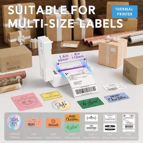 Forc Bluetooth Thermal Shipping Label Printer, 4x6, White - color: White