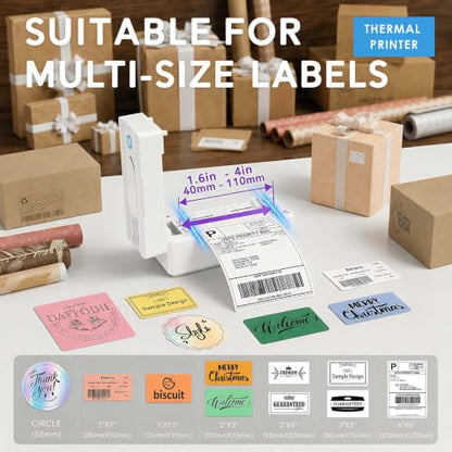 Forc Bluetooth Thermal Shipping Label Printer, 4x6, White - color: White