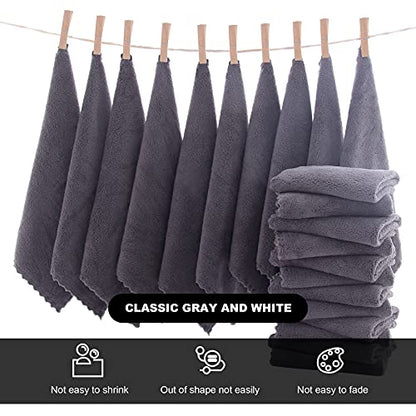 MOONQUEEN Microfiber Facial Cloths Fast Drying Washcloth 12 Pack - Premium Soft Makeup Remover Cloths - Grey - color: Grey, size: 12x12 Inch (Pack of 12)