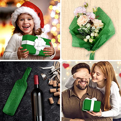 NEBURORA 60 Sheets Green Tissue Paper Set Christmas Gift Wrap Paper(Green) - color: Green