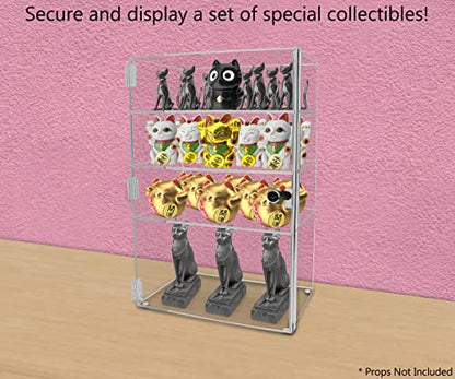 Marketing Holders Acrylic Locking Vertical Cabinet with Keys 12" x 7" x 19" Clear Tall Countertop Locker One Piece No Assembly with Swinging Door for Retail Merchandise - size: 12" x 7" x 19"