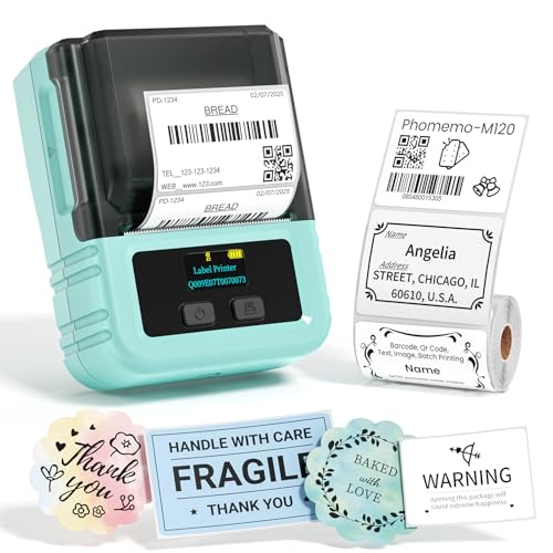 Phomemo M120 Label Printer - 2" Bluetooth Thermal Label Maker - color: Green