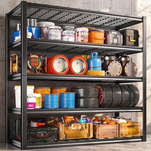 REIBII 48.2" W Storage Shelves for Garage, Adjustable Garage Shelving - size: 5-Tier, 48.2"W x 24.5"D x 72"H