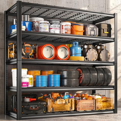 REIBII 48.2" W Storage Shelves for Garage, Adjustable Garage Shelving - size: 5-Tier, 48.2"W x 24.5"D x 72"H