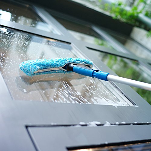 Unger Professional 14” Performance Grip Window Cleaner Scrubber, Gently Clean Mirror and Glass Surfaces Without Scratching, Reusable Microfiber Sleeve, Effective Cleaning Supplies - size: 14", style: Striped Scrubber