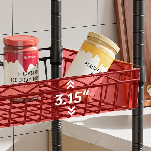 SINGAYE 6 Tier Shelf Wire Shelving Adjustable Storage Shelves Basket Rack - color: Black, size: 6-Tier[17"Dx12"Wx63"H]