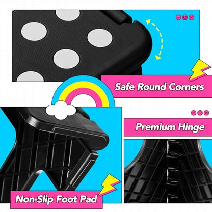 Delxo Folding Step Stool 11 inch 2 Pack,300 Lbs Step Stool for Kids&Adults - color: Black, size: 11 Inch-2 Pack