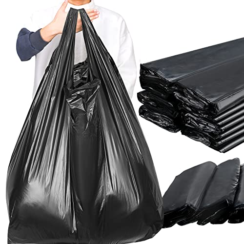 Kisston Jumbo Size Plastic T Shirt Bags, 32" X 19", Black, 400 Count - color: Black, size: 32" x 19"