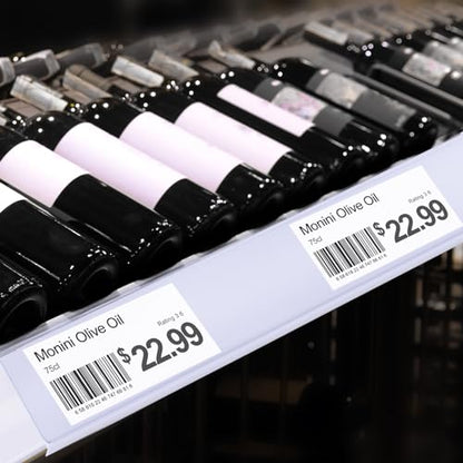 Shelf Label Strips 48" 100 Pack Self Adhesive 1.25”H Price Tag Holder Clear