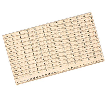 eBoot 12 Pack Wood Rulers Dual Scale Student School Ruler 12 Inch/30 cm