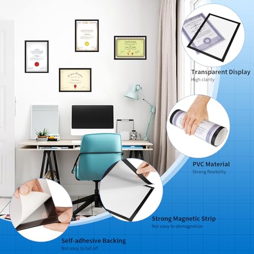 20 Pieces Sign Holder 8 x 11.5 inches with Magnetic Border - color: 20 Pack Black, size: 8 x 11.5