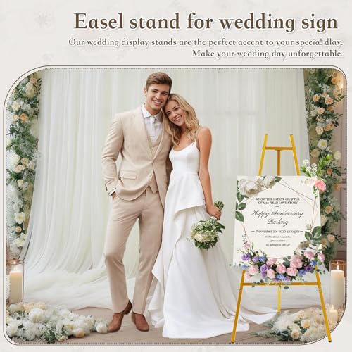 Gold Easel Stand for Signs , 43.5" Heavy Duty Metal Easel Stand - size: high--43.5"