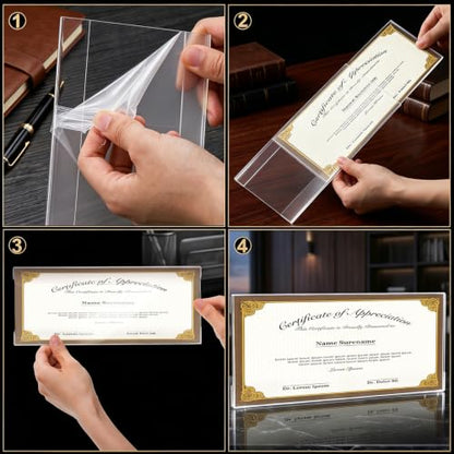 Okllen 10 Pcs Acrylic Wall Name Plate Holder Display, Door Name Plate Wall Nameplate Clear Sign Holder Frame with Adhesive Tapes for Posters, Flyers, Art, Office, Business, School, 10"x4"