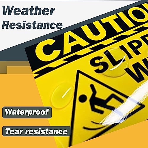 4 Pack Caution Slippery When Wet Floor Labels for Business 4x6 Inch