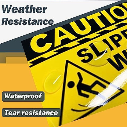 4 Pack Caution Slippery When Wet Floor Labels for Business 4x6 Inch