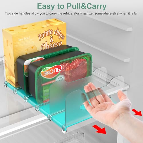 Freezer Organizer,12" Visible Fridge Organizer Rack with Removable Dividers - color: Mint Green