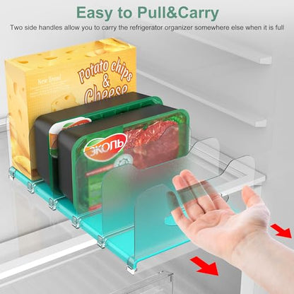 Freezer Organizer,12" Visible Fridge Organizer Rack with Removable Dividers - color: Mint Green