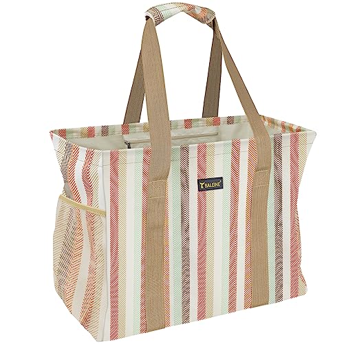 BALEINE Extra Large Utility Tote Bag with Reinforced Wire Frame, Reusable Grocery Bag for Shopping, Picnic (Color Strip, 16.5''x14''x10'') - color: Color Stripe, size: 16.5''x14''x10''