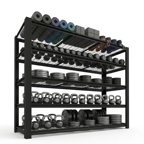 5000LBS 5-Tier Heavy Duty Garage Shelving, 84.01" H x 62.01" W x 24.01" D Adjustable Boltless Metal Storage Rack, Black Industrial Shelving Unit for Warehouse, Basement, Pantry - size: 84.01"H x 62.01"W x 24.01"D