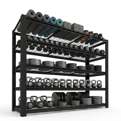 5000LBS 5-Tier Heavy Duty Garage Shelving, 84.01" H x 62.01" W x 24.01" D Adjustable Boltless Metal Storage Rack, Black Industrial Shelving Unit for Warehouse, Basement, Pantry - size: 84.01"H x 62.01"W x 24.01"D
