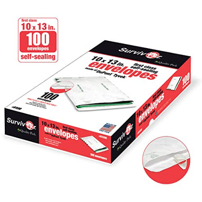 Quality Park R1590 Survivor Tyvek USPS First Class Mailer, 10 x 13, White, Pack of 500 - size: 10 x 13 (Pack of 5)