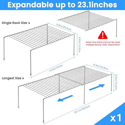 Tomorotec Expandable Kitchen Cabinet Organizer Stainless Steel Shelf Silver - color: Silver-1Pcs