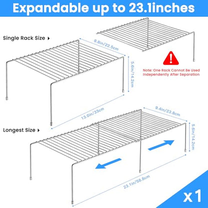 Tomorotec Expandable Kitchen Cabinet Organizer Stainless Steel Shelf Silver - color: Silver-1Pcs