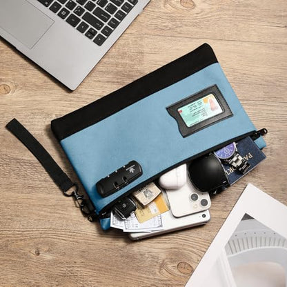 KOSMCCO Money Bag with Lock, Light Blue, 11.8 x 7.9 Inches - color: Light Blue